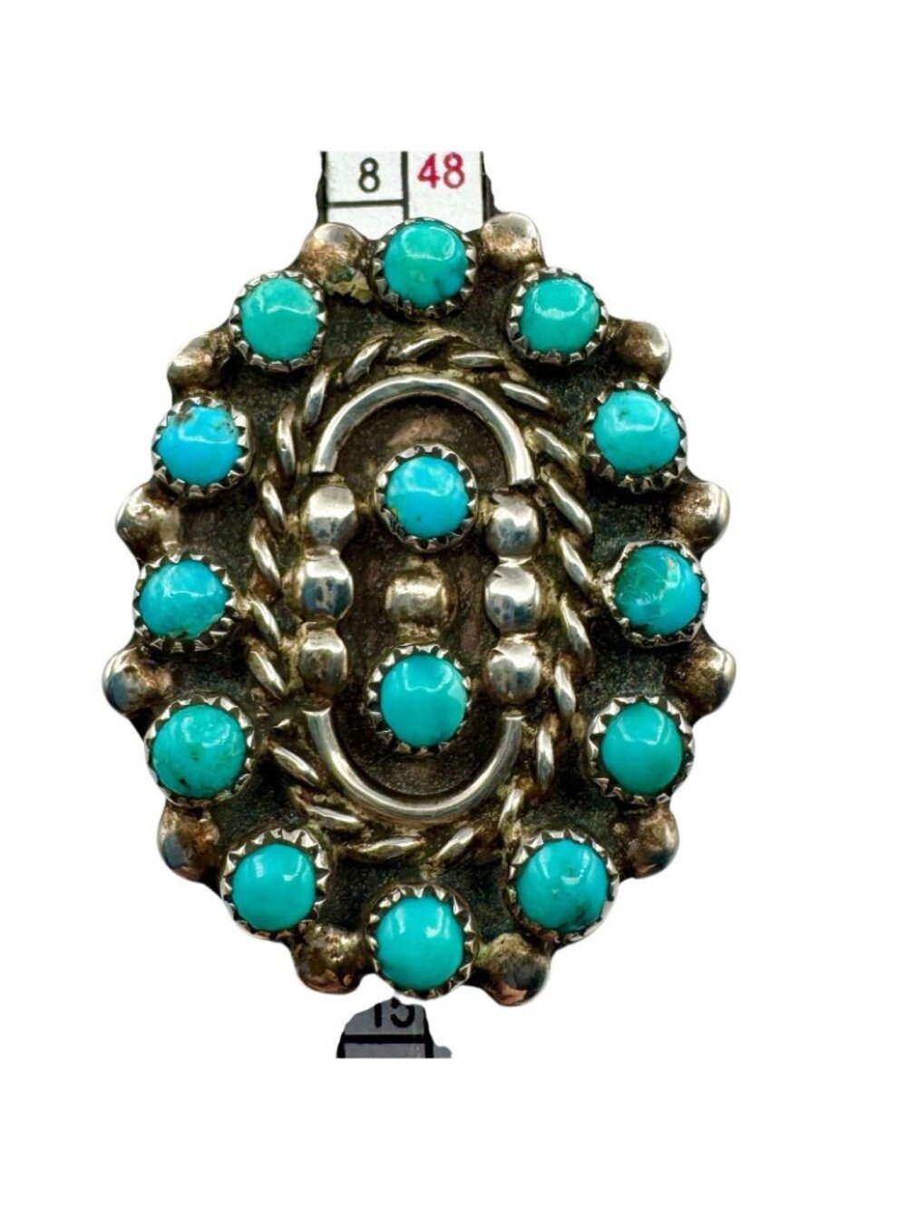 Native American Petit Point Turquoise Sterling Silver Ring Size 6 - Picture 12 of 13